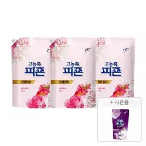피죤 고농축 오리지널 섬유유연제 리필, 로맨틱플라워, 1.6L, 3개 + 증정 ( 미스틱레인300ml,1개 )