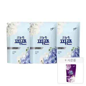 피죤 고농축 오리지널 섬유유연제 리필, 오션후레쉬, 1.6L, 3개 + 증정 ( 미스틱레인300ml,1개 )