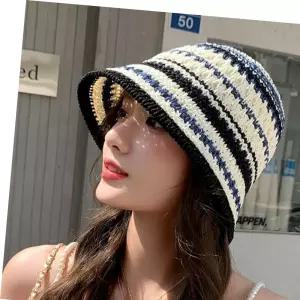 여성 4컬러 스트라이프 여름 니트펀칭 버킷햇 벙거지