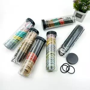 100개입 튜브형 헤어고무줄 세트 계절컬러 머리끈 정리보관용