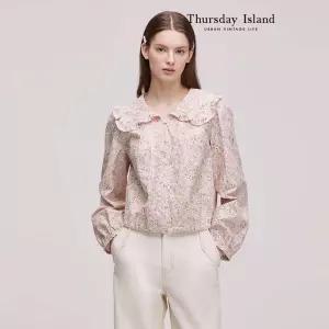 [Thursday Island] 플라워 자수 러플 블라우스(T242MBL140W)
