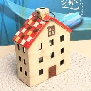 유럽풍 미니하우스 캔들홀더 장식소품모자이크지붕