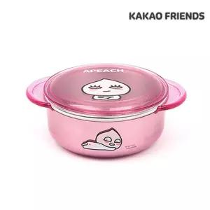 카카오프렌즈 어피치 안전핸들 스텐대접 투명 논슬립 뚜껑 어린이 식기