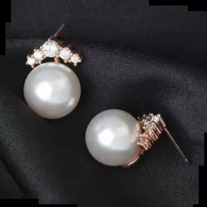 골드필드귀걸이 골드필드 핀 큐빅 왕관 진주 혼주 결혼식 귀걸이 14K