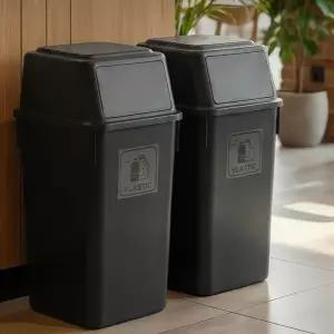대용량 분리수거함 다용도 쓰레기통 사무실 업소용 분리수거함 식당 블랙 실내