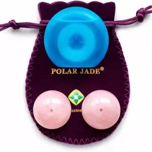 로즈 쿼츠 젬스톤 볼 2종 세트 폴라 제이드의 크리스탈 힐링 연민 균형 감성 하모니와 연계된 내추럴 핑크