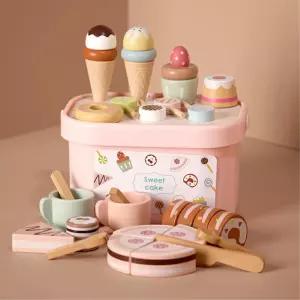 어린이집 파스텔칼라 안전마감 원목디저트놀이세트 이모선물 소꿉놀이