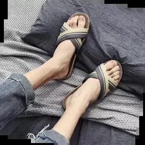 밀짚패션슬리퍼 여름 밀짚 패션 슬리퍼 휴양지 바캉스룩 커플 샌들