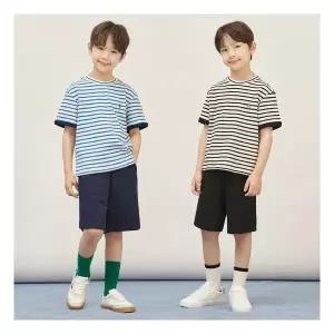 매장정품 [빈폴키즈] 25FW 와플 스트라이프 반팔  반바지 2PCS 상하 세트 (2종 택1) 243175