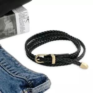 WL 슬랙스 정장 슬림 정장 꽈배기 여성 가죽벨트 블랙