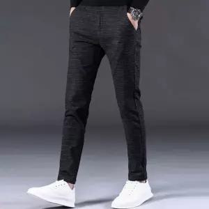 남자 유니크 일자 직장인 데일리 체크 슬랙스 바지남성캐주얼 겨울 외출 대학생패션 인바지 데이트 세미 베