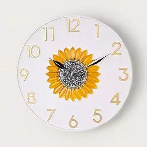 무소음 벽 시계 인테리어 조용한 해바라기 거실 벽 시계 디자인 벽장식 집들이선물 아날로그 선물용 개업