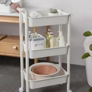 맑은하루 이동식 트롤리 3단 화이트선반정리대 주방 욕실수납 수납