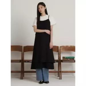 빈폴 BEANPOLE LADIES 텍스처 슬리브리스 레이어드 원피스 - 블랙 247219