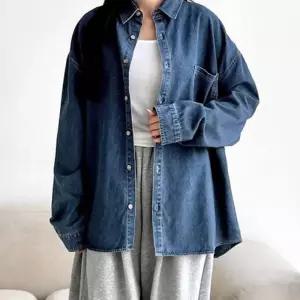 남녀공용 박시핏 데님 청남방 커플 오버핏 데일리 캐주얼 패션 셔츠