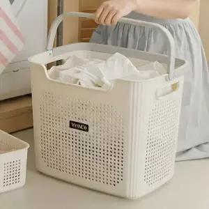 대용량 빨래 바구니 손잡이형 리빙 분리 이동식 빨래 바구니 세탁 수납 욕실 의류 속옷 양말