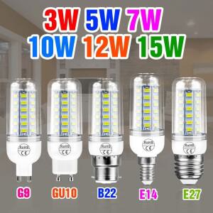 15W E27/E26 LED 옥수수 전구 E14 천장 램프 GU10 스포트라이트 B22 샹들리에 G9 가정용 침실 거실 실내 조