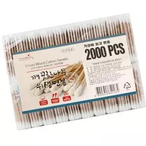 더웰 나무 위생면봉 2000P 솜면봉 화장면봉 얇은면봉
