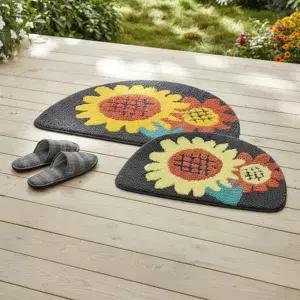 감성 인테리어 해바라기 도톰한 반달 욕실 화장실 발매트 2type 발 매트