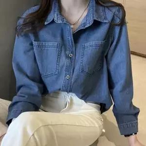 캐주얼 셔츠 루즈핏 청남방 오버핏 여성 데님 셔츠 아우터 포켓 가을