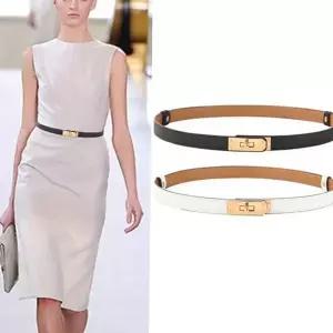 슬림벨트 소가죽 얇은 원피스 여성 가죽 벨트 데일리 금장 버클