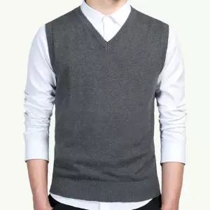 베스트 무지 민소매 보이넥 니트 남성조끼 니트조끼 스타일 남성