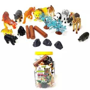 사파리 야생탐험 대형 14p/교육용 모형완구 피규어/기린 팬더 호랑이 사자장난감 미니어처