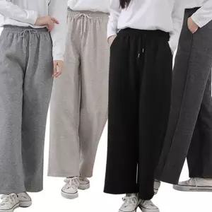 여성 와이드 팬츠 융털 밴딩 통바지 여성 기모 바지 겨울 트레이닝 웨어 운동