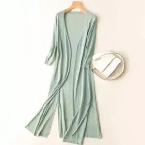 신혼여행룩패션 숙녀 캐주얼 봄여름 아우터 오픈형 시스루 롱가디건