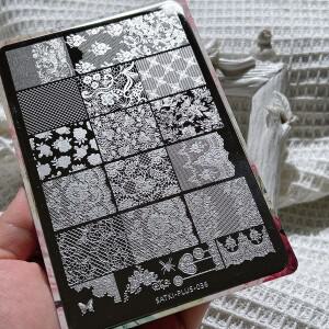 036 초보자 네일아트 스탬핑 플레이트 스틸 수동 그리는 필요 없음 네일 데코레이션 템플릿 레이스 프렌치