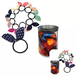 유바라 헤어밴드 악세사리 서리 깡통 토끼 검정줄20P 고무줄 머리끈 리본 소땡땡이