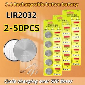 2-50PCS LIR2032 편리하게 충전 가능 배터리 2032 리튬 시계용 3.6v 40mAH CR2032를 대체할 수 있습니다.