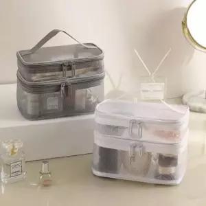 메쉬 2단 클리어 파우치 ELG135 pouch 여성 투명 파우치 파우