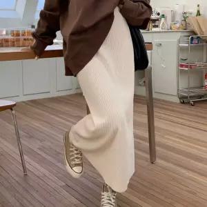 H라인 뒷트임 골지 롱 스커트 허벅지 살 커버 데일리 mpH9+8OFe