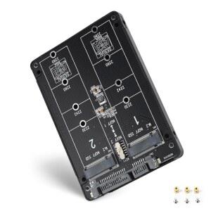 ELUTENG M.2 SATA NGFF에서 어댑터까지(NVME / PCIE 지원 없음) 6Gbps 듀얼 NGFF MSATA B 키 B&M SSD에서 2.5인치 III 컨버터 어댑터 최대 4TB 2230 2242 2260 2280 SSD