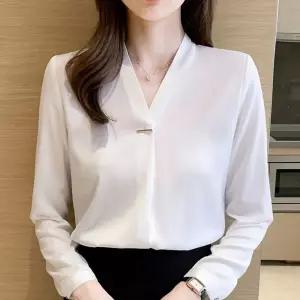 데일리 여성 블라우스 브이넥 노카라 긴팔 블라우스