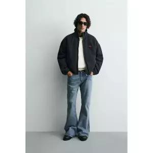 [ZARA] 자라 자수 스트라이프 데님 재킷 - 블루 3467073