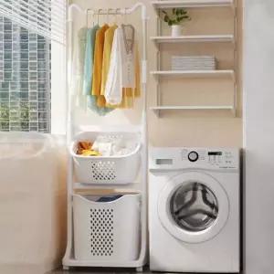 이동식 건조대 2단 빨래바구니 행거 스윙 세탁 선반 생활용품 가정용품 생필품
