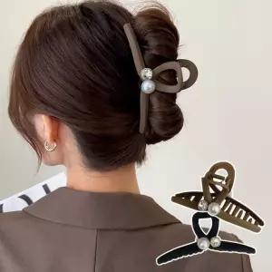 고퀄리티  예쁜 진주 큐빅 포인트 매트 올림머리 헤어 집게핀
