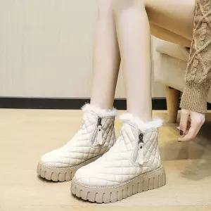 털부츠 쿠엘라 퀼팅 통굽 털 부츠 여성 겨울 방한화 신발 구