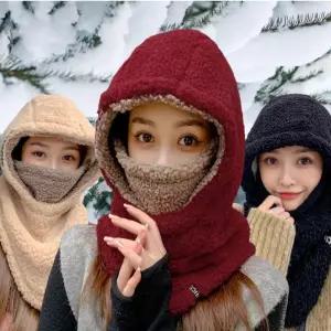 여성방한모자 겨울 데일리 따뜻한 퍼 등산 낚시 마스크 방한 모자
