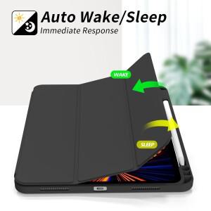 호환 아이패드 프로 11인치 4/3/2세대 펜 슬롯 케이스  11인치(M4)2024 트라이폴드 스탠드 TPU 소프트 백