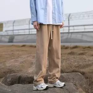 남성 캐주얼 스트릿 허리밴딩 면 일자바지 IS-PA80