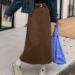 벨트 사은품 증정 A라인 롱치마 코듀로이 스커트 벨벳