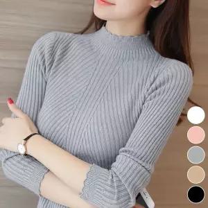 꽃잎 반폴라 풀오버 슬림 니트티 ELC-9014