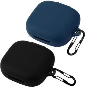 [미국배송] [2팩] SHOKZ 오픈핏 에어 오픈이어 블루투스 헤드폰 충전 커버와 호환되는 이지비 케이스 2개의 열쇠고리 부드러운 액체 실리콘 초박형 충격 방지 보호 키트 - 블랙 및 블루