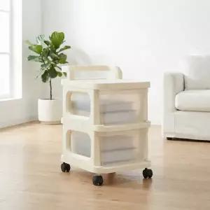 [리빙코아]이동식 트롤리 카트 선반 정리함 수납함 트레이 2단