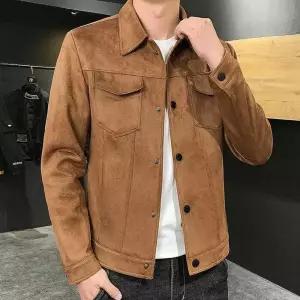 남자트위드자켓 스웨이드느낌 무지 트러커 자켓 레귤러핏 깔끔 남친룩