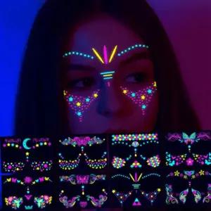 형광 네온 타투 스티커 얼굴 페이스 타투 스티커 페스티벌 클럽