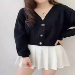 4컬러 러블리하고 단정한 케이블 브이넥 가디건
